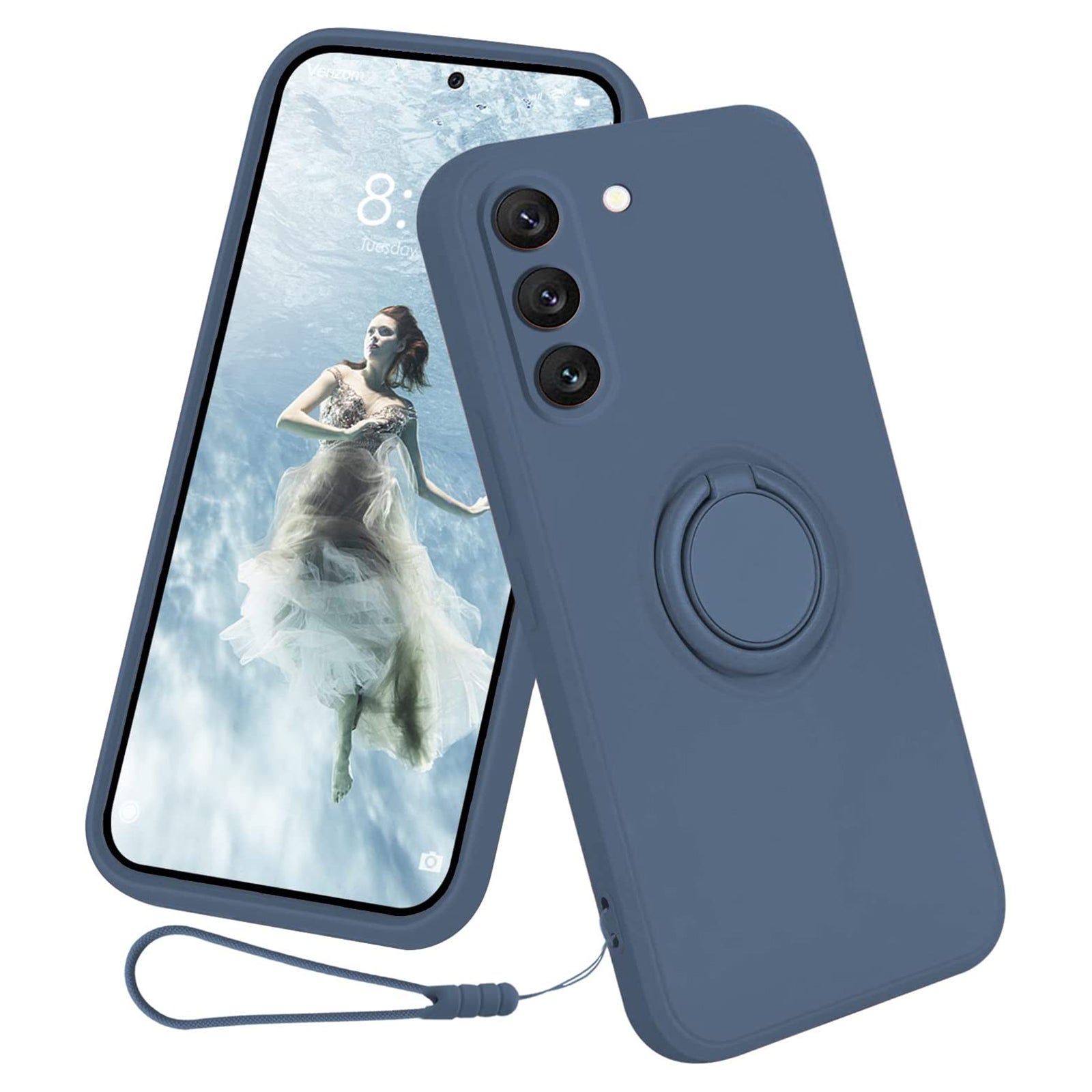 For Samsung Galaxy S23 Protective Phone Case Ring Kickstand Liquid Silicone Phone Cover with Lanyard For Samsung Galaxy S23 Protective Phone Case Ring Kickstand Liquid Silicone Phone Cover with Lanyard